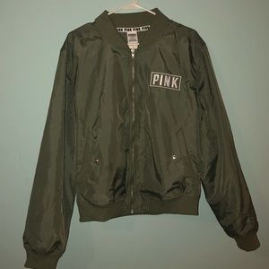 PINK Victoria's Secret Jackets & Coats - Pink Army Green Bomber Jacket PINK Victoria's Secret Jackets & Coats - Pink Army Green Bomber Jacket